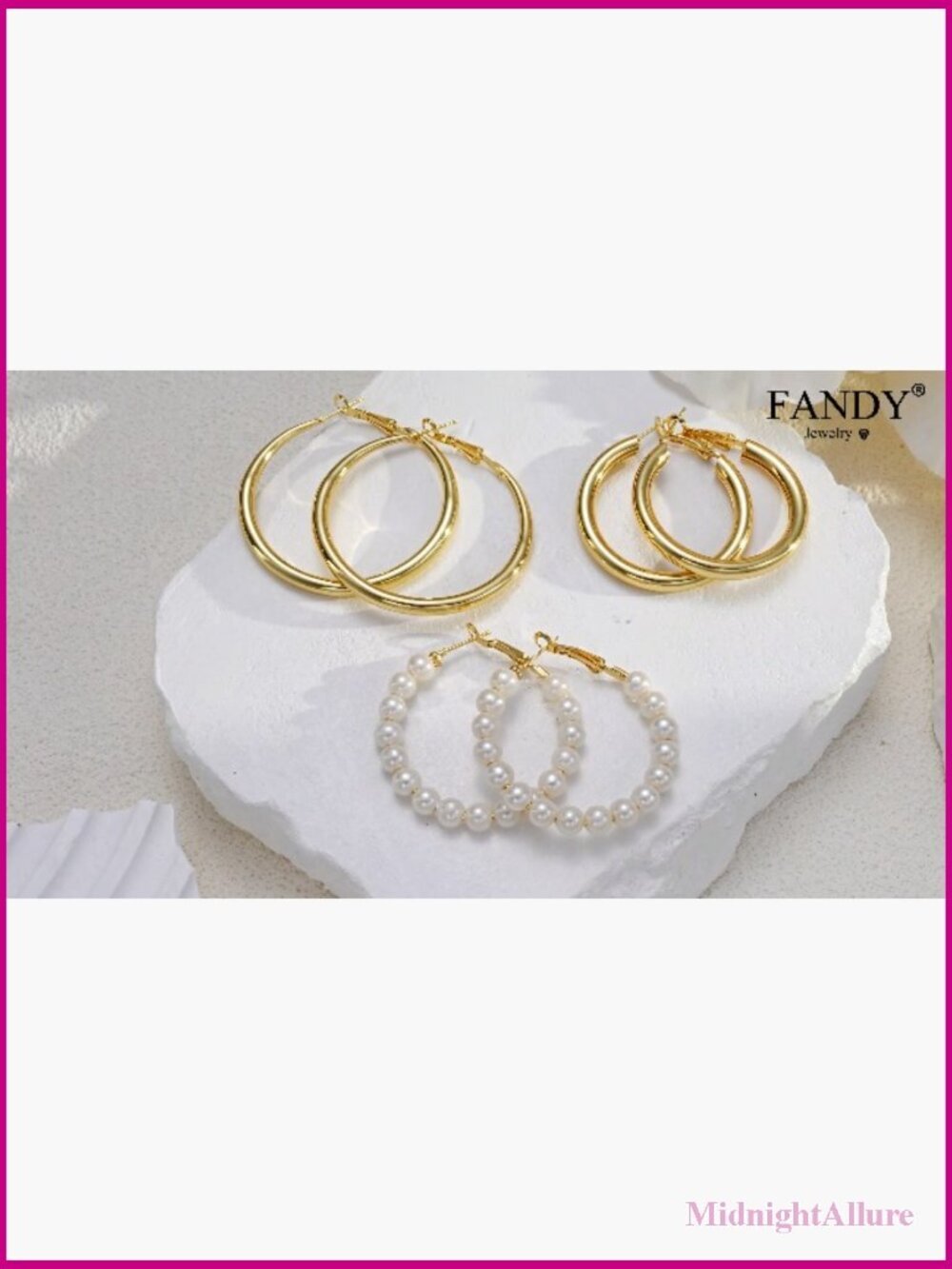 12 Pairs Large Gold Hoop Earrings Set Hypoallergenic 40mm 50mm - Picture 7 of 7